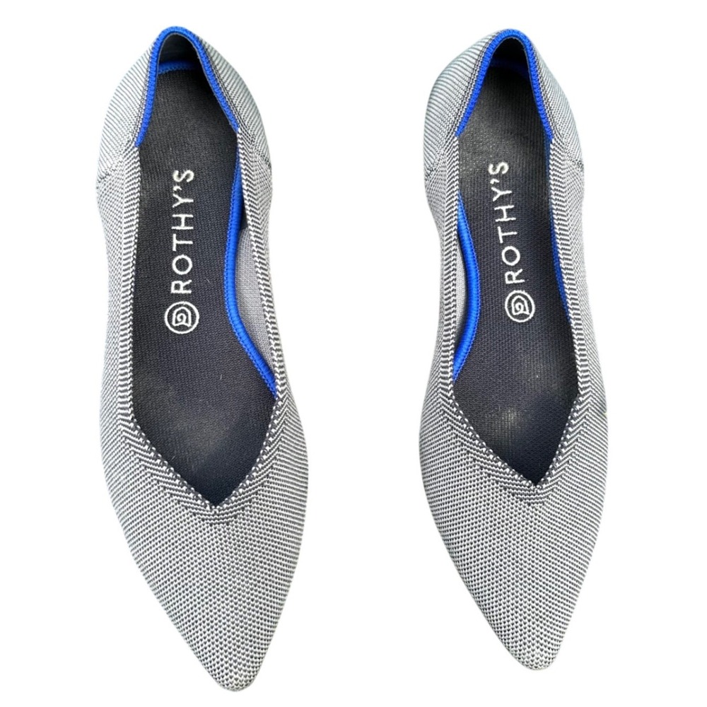 Rothy's The Point Ballet Flat SlipOn Shoes Women's Size 10.5 Cloud Grey Birdseye